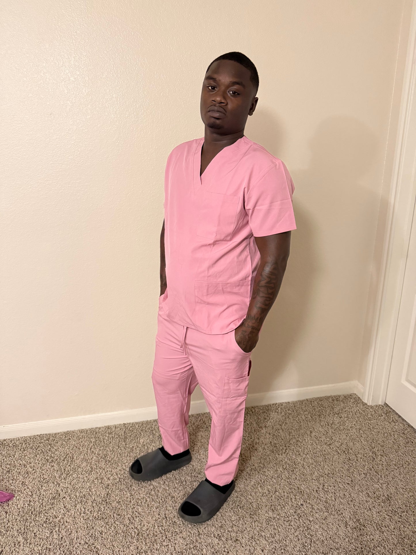 Orchid unisex jogger style scrub set with elastic cuffs