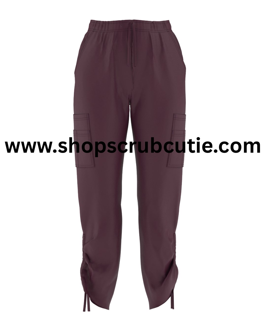 Comfortable women’s scrub pants in wine