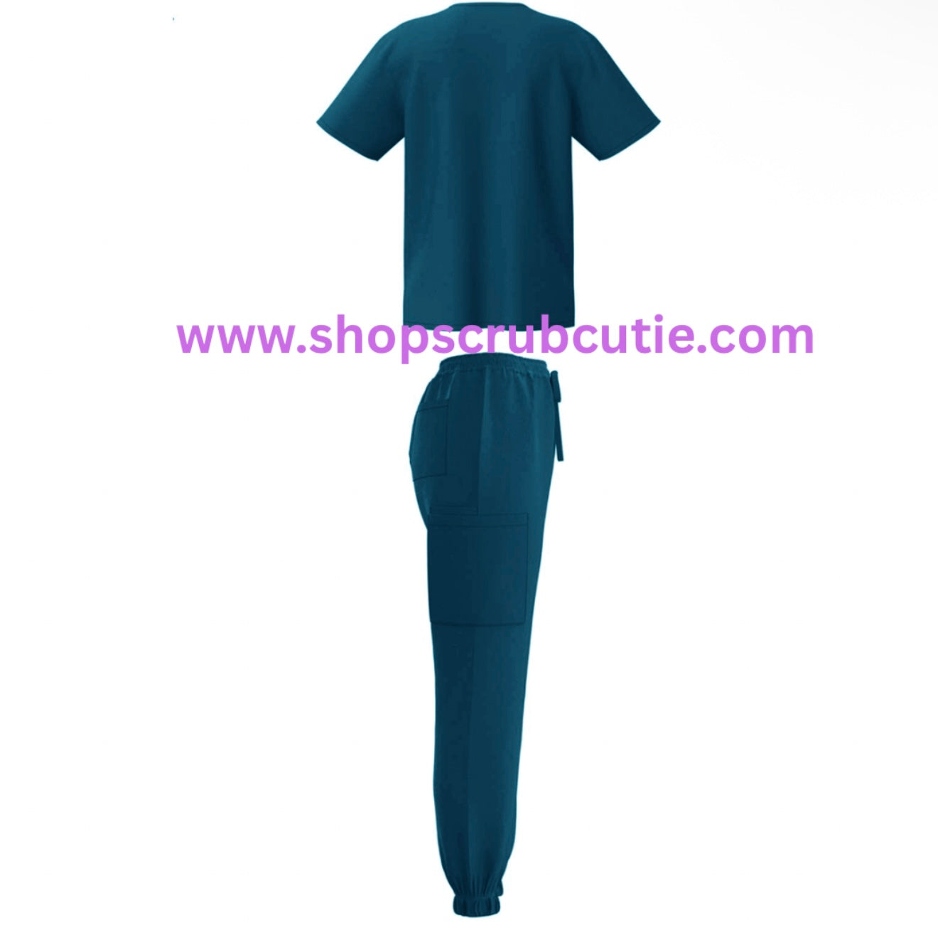 Caribbean Blue unisex jogger style scrub set with elastic cuffs
