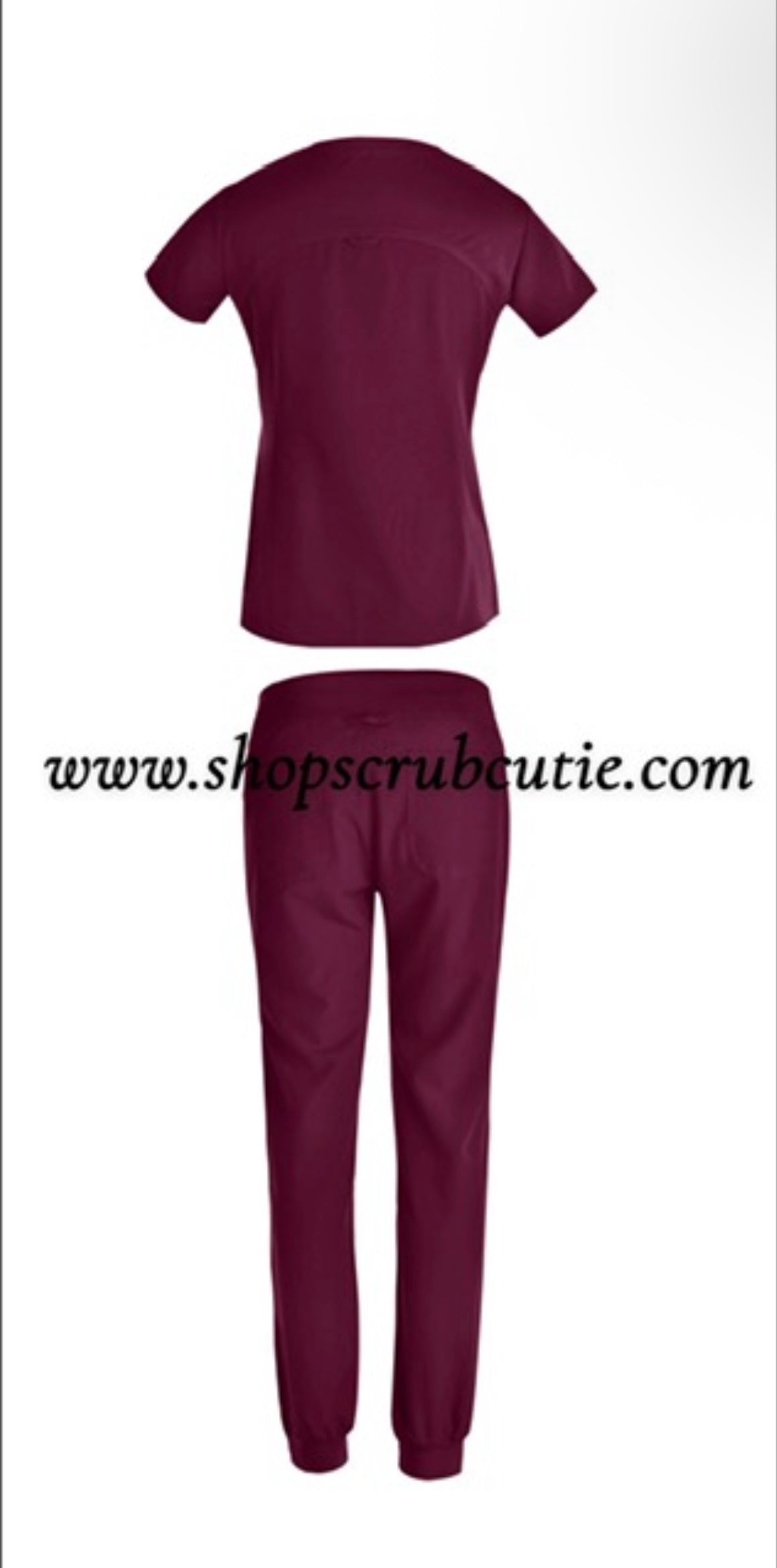 Wine women’s jogger style scrub set with elastic cuffs