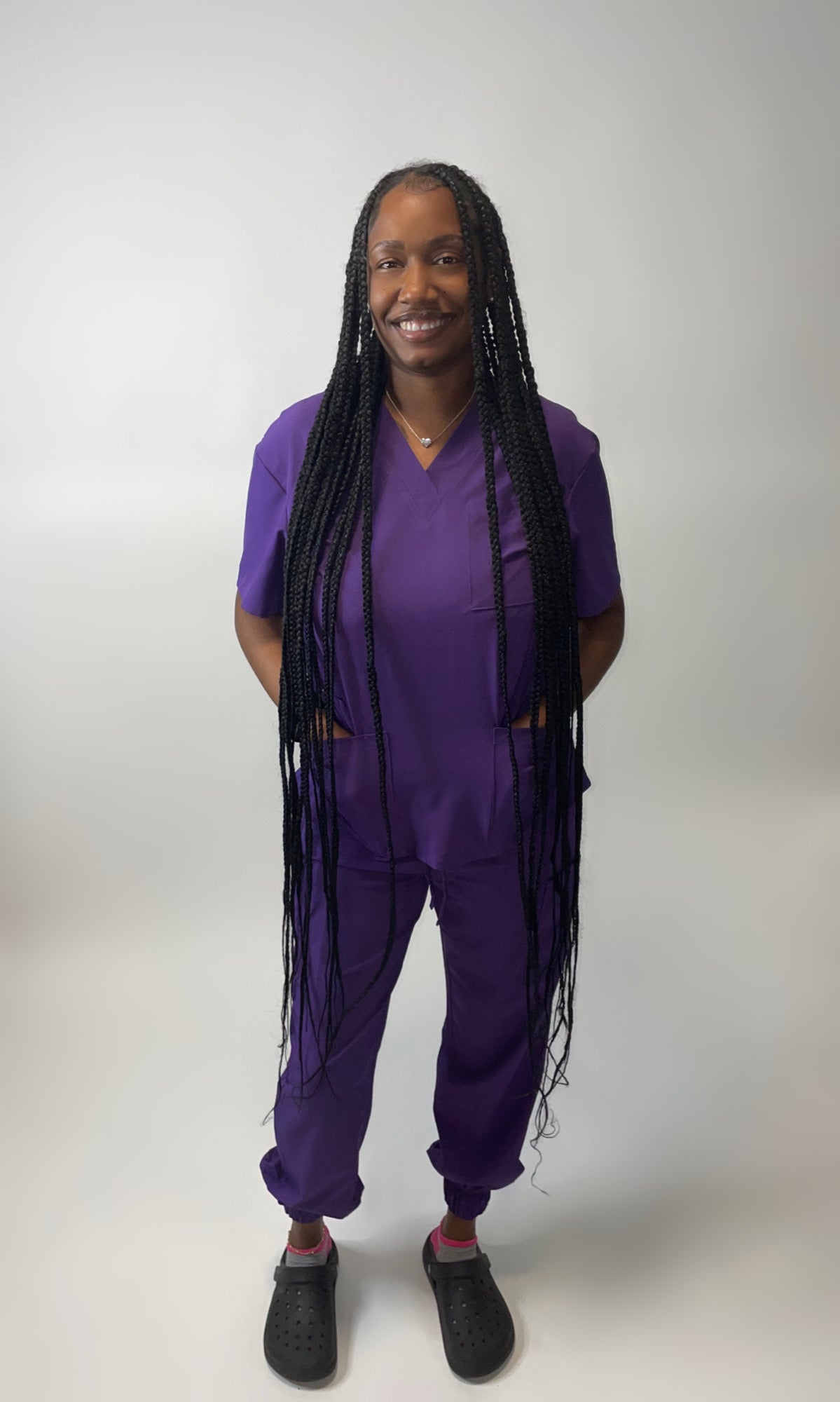 Grape unisex jogger style scrub set with elastic cuffs
